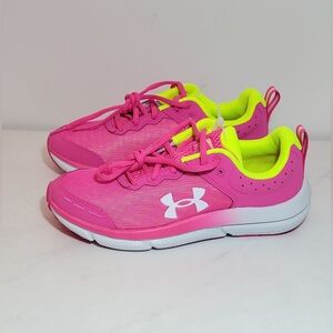 New Under Armour Assert 10 Girls' Running Shoes 7Y PINK Yellow Breathable Women8